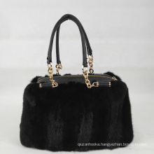 China factory wholesale Luxury Design clutch bag multi-colored real mink fur bag